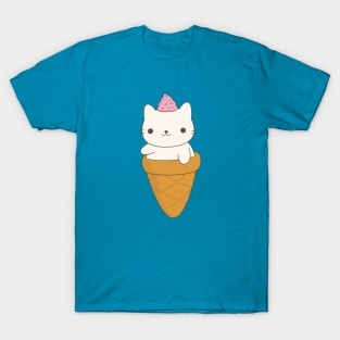 Kawaii Ice Cream Cat Cone T-Shirt T-Shirt